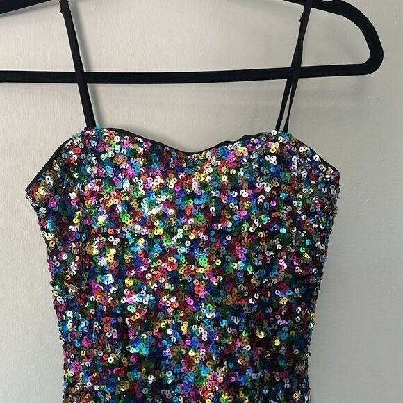 Lulu's NWT Dance Until Dawn Rainbow Multi Sequin Skater Mini Dress sz XS - Picture 5 of 11